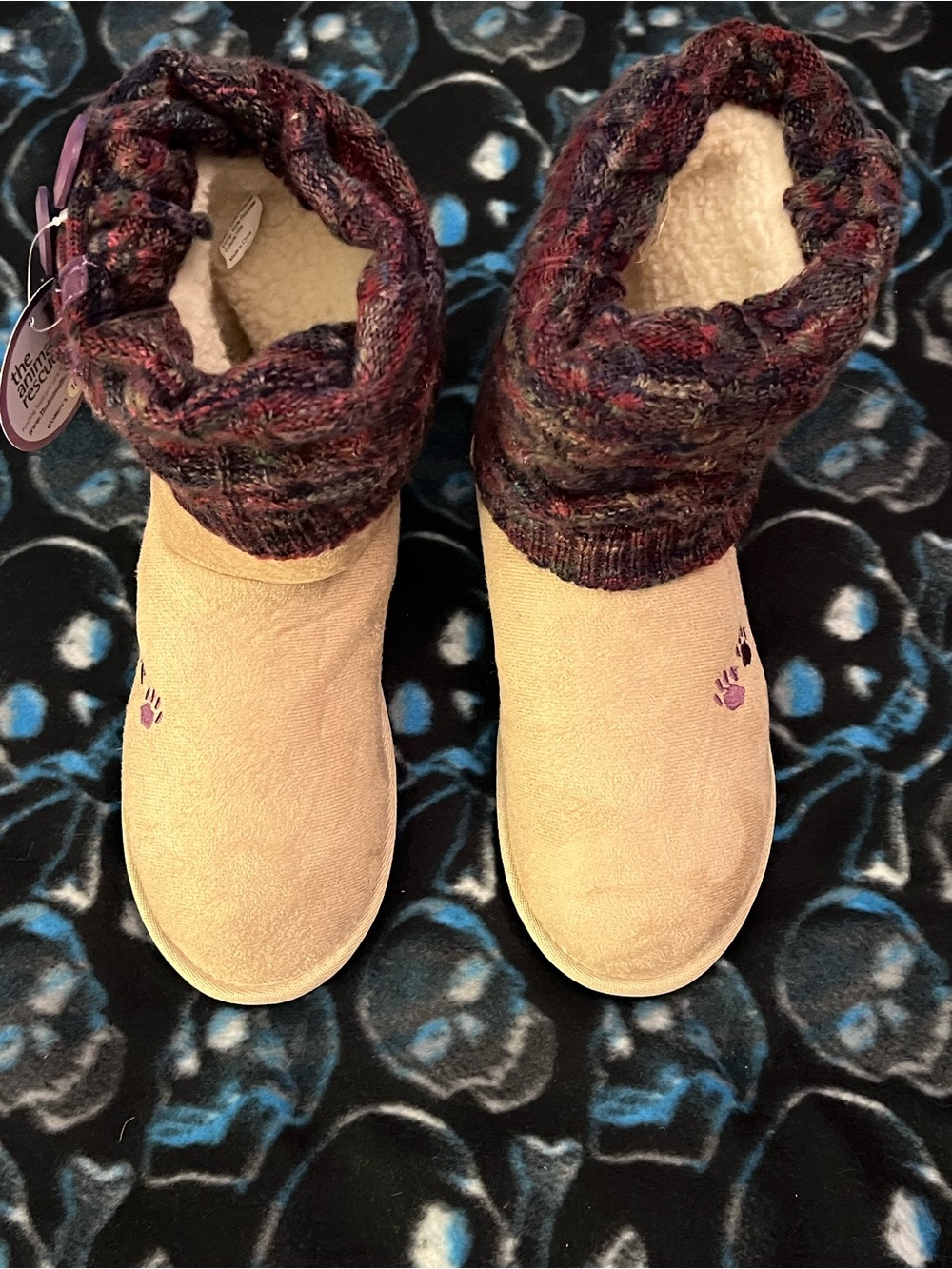 Pawprint Faux Suede Sherpa Lined Boots